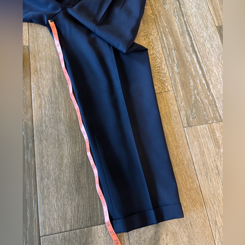 Talbots Petites dark navy wool/stretch pleated cuffed lined dress pants size 8P - Picture 5 of 11